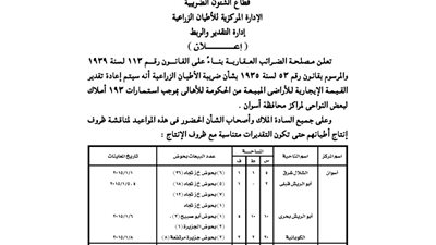 إعلانات مصلحة الضرائب العقارية