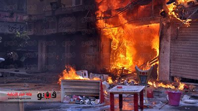 إصابة صاحب المحل المحترق بالهرم