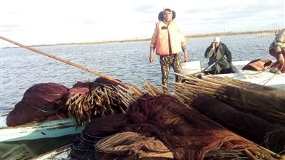 حملة أمنية مكبرة لإزالة التعديات على بحيرة البرلس بكفر الشيخ