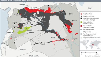 خريطة أرض خسرها «داعش» في 2015