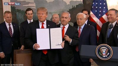 ترامب يعترف بسيادة إسرائيل على الجولان المحتل (فيديو)