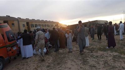 خروج ٣٧ مصابا بحادث انقلاب قطار مطروح من المستشفيات
