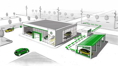سكودا تستخدم بطاريات السيارات الكهربائية المستعملة في عمل الكبائن