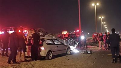 إصابة 10 أشخاص في انقلاب ميكروباص أعلى الطريق الصحراوي بحلوان