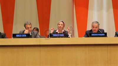 وزيرة البيئة تطرح رؤية مصر بجلسة المياه وتغير المناخ بالأمم المتحدة (صور)