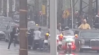 لحظة اقتحام مجهول موكب ملك المغرب خلال استقبال البابا فرانسيس (فيديو)