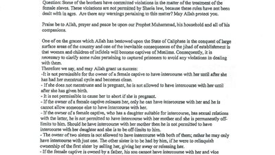 «داعش» يصدر وثيقة تنظم اغتصاب أعضائه للسبايا