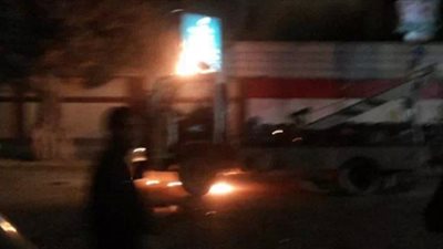 بالصورة.. «الإرهابية» تحاول إشعال النيران في ونش مرور بالغربية