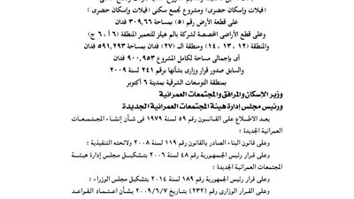 تعديل تخطيط مشروع تجمع سكني بالتوسعات الشرقية بـ6 أكتوبر
