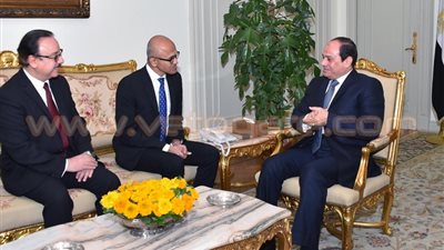 «السيسي» يبحث مجالات التعاون مع «مايكروسوفت»... إنشاء قاعدة تكنولوجية لتطوير قطاع المشروعات الصغيرة والمتوسطة... يرحب بزيادة استثمارات الشركة بمصر