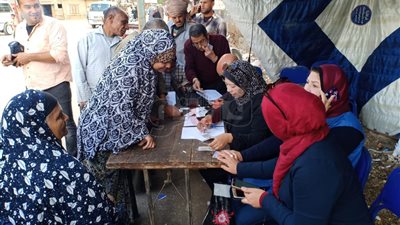 السيدات يتصدرن المشهد أمام لجان الاستفتاء بالفيوم (صور)
