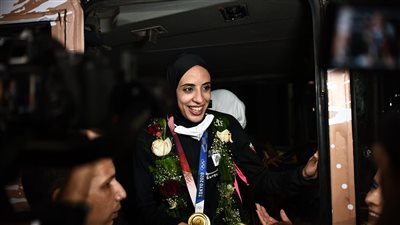 وصول فريال أشرف للمركز الأولمبي بالمعادي | صور