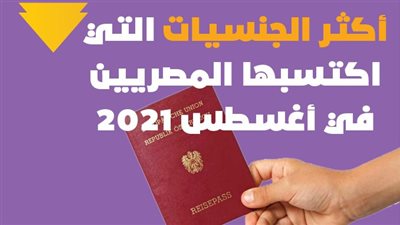  أكثر الجنسيات التي اكتسبها المصريين في أغسطس 2021 | إنفوجراف