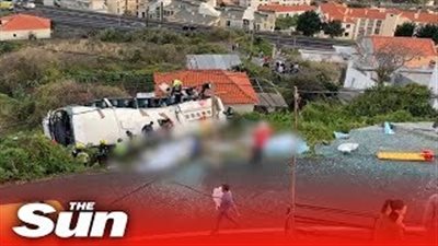 طائرة ألمانية تصل البرتغال لنقل قتلى ومصابي حادث حافلة (فيديو)