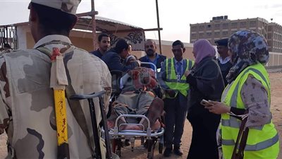 على سرير إسعاف وكرسي متحرك.. مسنان يدليان بصوتيهما في الشرقية (صور)