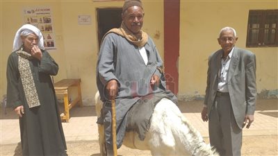 معاق يدخل اللجنة راكبا حمارا للاستفتاء على تعديل الدستور بأسيوط (صور)