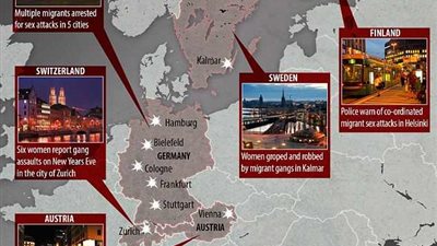 «ديلي ميل» تنشر خريطة اعتداءات المهاجرين الجنسية في أوروبا