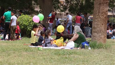 كرة وشيشة وطبلة.. أبرز مظاهر احتفالات شم النسيم بالحديقة الدولية (صور)