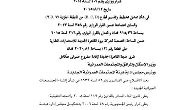 اعتماد تخطيط 915 فدانا لصالح شركة بروة للاستثمارات العقارية