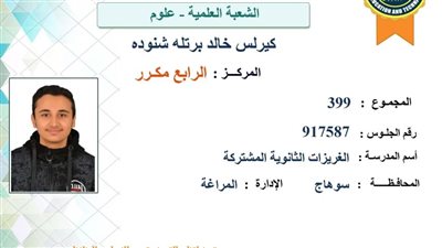 الرابع على الجمهورية علمي بقنا: مثلي الأعلى والدي.. سهر وتعب معايا طوال العام
