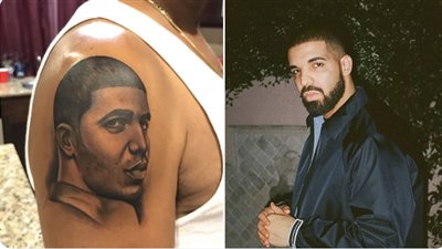 والد دريك يحصل على وشم لوجه ابنه | صور