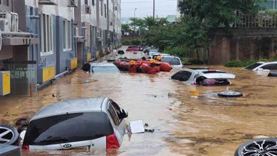  الأمطار تغرق اكثر من 9 آلاف سيارة بكوريا الجنوبية| صور 