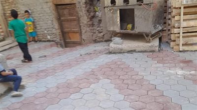 تركيب بلاط الإنترلوك ببعض الشوارع الضيقة في حي غرب أسيوط 