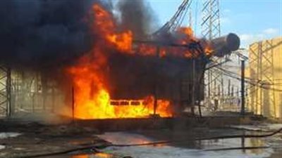 المعاينة في حريق محطة كهرباء حلوان: شرارة نتيجة تقطيع الحديد السبب