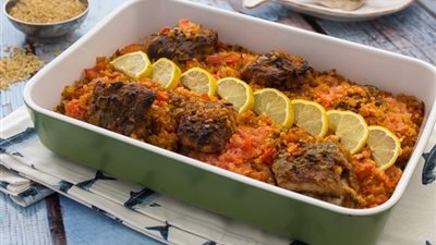 طريقة عمل طاجن فريك بسمك اللوت | فيديو