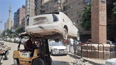 رفع السيارات المتهالكة بشارع ترعة السواحل بحي الوراق.. صور