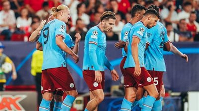 مانشستر سيتي يتقدم على إشبيلية 0/1 بالشوط الأول في دوري أبطال أوروبا