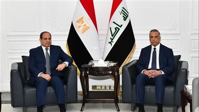  رئيس وزراء العراق يستقبل السيسي بمطار بغداد الدولي