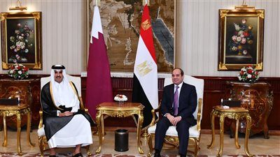 قمة الرئيس والأمير.. مباحثات شاملة لجميع القضايا بين السيسي وتميم فى الديوان الأميري 