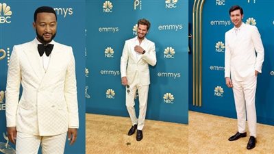 اختاروا الأبيض.. أناقة رجال الدراما على السجادة الذهبية لحفل الإيمي | صور