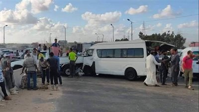 إصابة 4 أشخاص في حادث تصادم 14 سيارة بصحراوي الإسكندرية | صور 