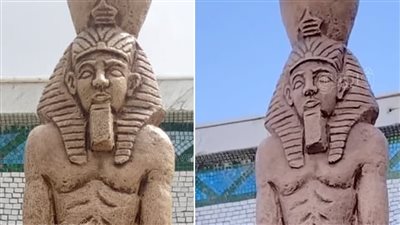 أخطاء بالكتابة الهيروغليفية.. إزالة مستنسخ تمثال رمسيس الثاني في مطروح| صور