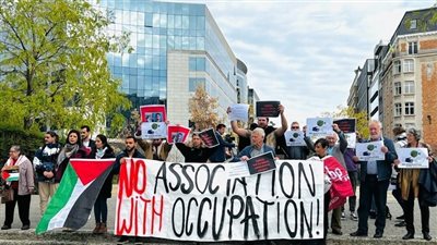 الجالية الفلسطينية تنظم وقفة احتجاجية أمام مقر الاتحاد الأوروبي في بروكسل