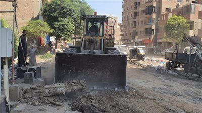 إزالة تعديات وأكشاك مخالفة لبدء تطوير طريق ترسا أبو النمرس بالجيزة | صور