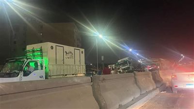 تصادم 10 سيارات.. حادث مروع أعلى الطريق الدائري