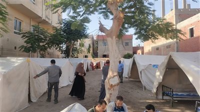 6 صور ترصد إنشاء معسكرات إيواء للمتضررين من ارتفاع منسوب المياه بالسادات