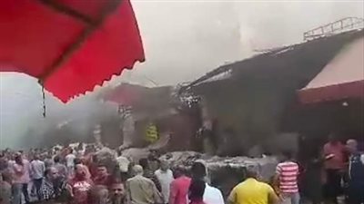 جميع محتوياته تفحمت.. إخماد حريق في محل تجارى بالطالبية