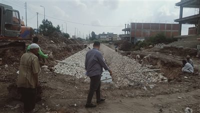 استمرار عمليات تبطين ترعة جانبية الأصلاب بشبراخيت في البحيرة