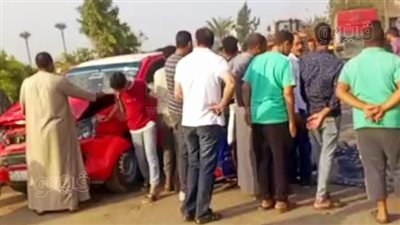 أول صور لحادث تصادم سيارتين بطريق بسيون - طنطا ومصرع وإصابة 3 أشخاص