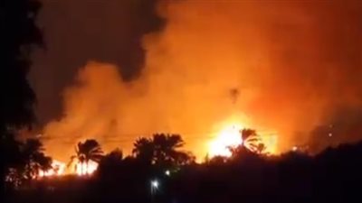 اللقطات الأولى لحريق نشب في جزيرة وسط النيل بحلوان | فيديو