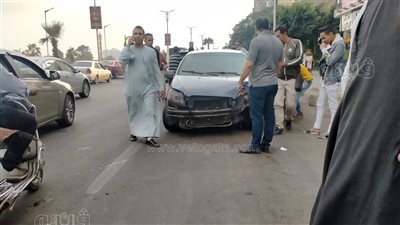 اصطدام سيارة بنخلتين في البحر الأعظم بالجيزة| صور