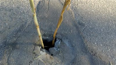 هبوط أرضى مفاجئ بكوبري الشيخ أحمد بطريق بسيون طنطا