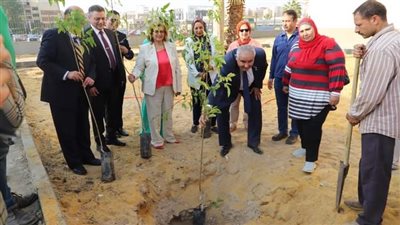 زراعة 50 شجرة وتركيب موفرات للمياه بجامعة عين شمس