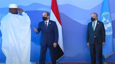 أحد القادة الأفارقة يقدم التحية العسكرية للرئيس السيسي فور وصوله مقر انعقاد مؤتمر المناخ| فيديو 