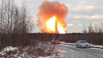 انفجار في خط غاز روسي يتسبب في تصاعد ألسنة النار