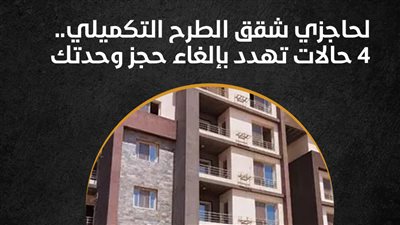 لحاجزي شقق الطرح التكميلي.. 4 حالات تهدد بإلغاء حجز وحدتك | إنفوجراف